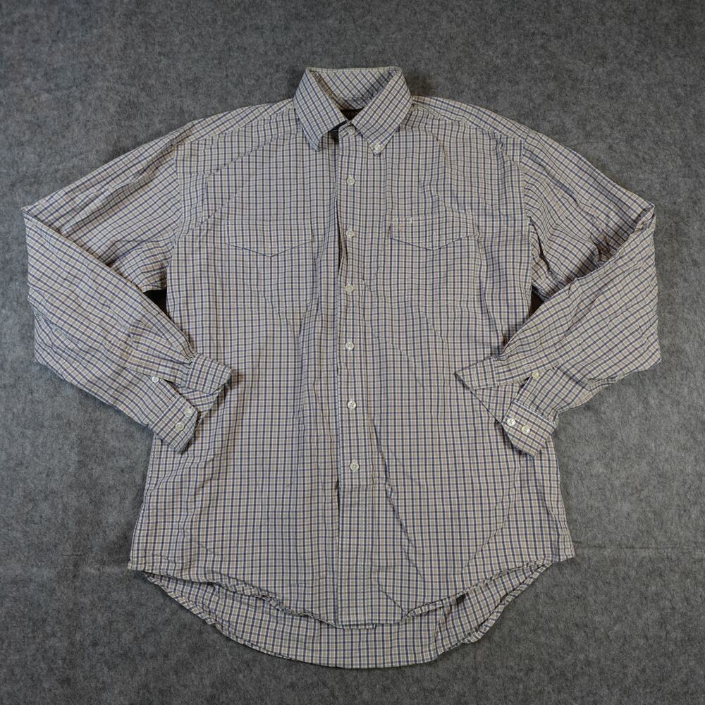 Stetson Shirt Mens Large Western Plaid Long Sleeve Cowboy Rodeo